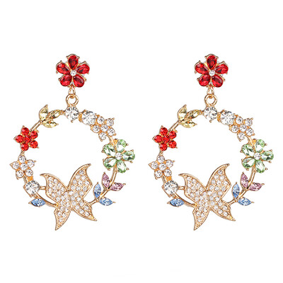 

Ethnic Big Roung Flower Crystal Earrings Boho Wedding Jewelry Accessories Trendy Statement Earrings For Party Girls