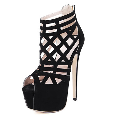 

Women\s Peep Toe Platform Sandals Punk Party High Heels with Cut Out