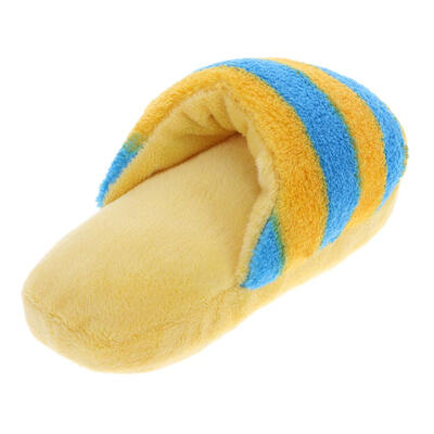 

Striped Plush Slipper Shaped Squeaky Pet Toy Puppy Dog Sound Chew Play Toy