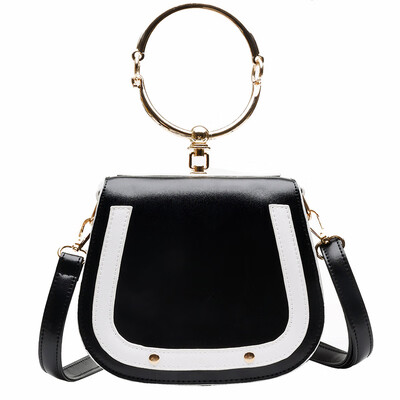 

New fashion bag female texture retro small square bag metal patch ladies shoulder diagonal package