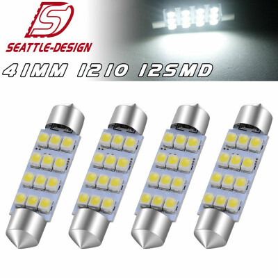 

4x Super White 41MM 12SMD Festoon LED Dome Map Interior Lights Bulbs 211-2 212-2