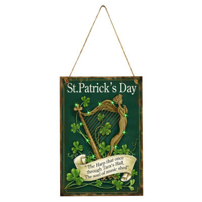 

Rustic Happy Ireland St Patrick Day Wood Hanging Plaque Party Green Decor