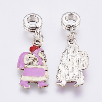 

Alloy Enamel European Beads Large Hole Pendants Father ChristmasSanta Claus Violet Antique Silver 365mm Hole 45mm