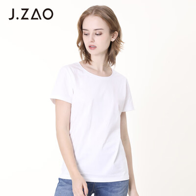 

JZAO Beijing Womens Liquid Ammonia Cotton Short Sleeve T-Shirt White XXL 185104A