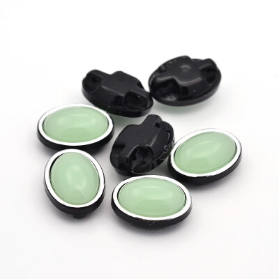 

Sew on Taiwan Acrylic Garment Accessories Oval LightGreen 11x9x6mm Hole 1mm