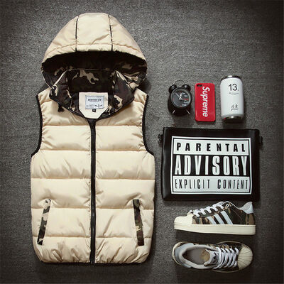 

Mens Cotton Padded Detach Hooded Vest Jacket Body Warmer Gilet Quilted Coat
