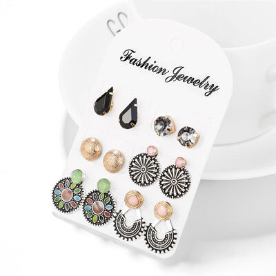 

Woman Stud Earrings 6 PairsSet Trendy Stud Earring For Woman Party Wearing Geometric Jewelry Gift Lady Earrings