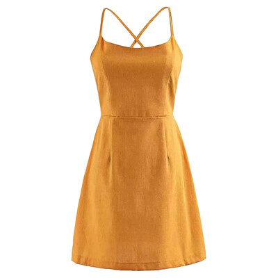 

Sexy Slim Fit Crisscross Lace Up Spaghetti Strap Women Dress