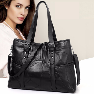 

Tailored Women Sheepskin Stitching Handbag Soft Leather Large Capacity Shoulder Bag