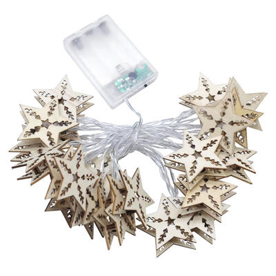 

25m Wooden Star 20LED String Lights Fairy String Lamp for Chritmas Party