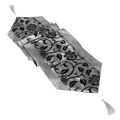 

Wedding Decor Raised Flower Blossom Flocked Damask Table Runner Cloth