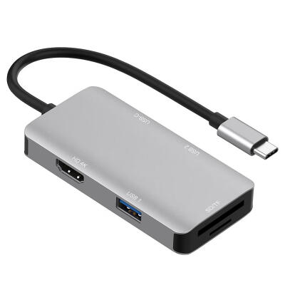 

Type C to 2 Port USB 30 HUB TF Card Reader HDMI 4K PD Adapter for MacBook