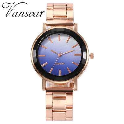 

RM Vansvar Women Rose Gold Steel Colorful Dial Quartz Watch Analog Wrist Watch