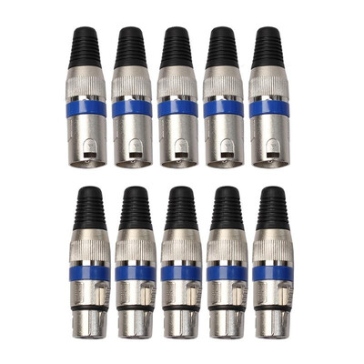 

5 Pairs XLR 3 Pin Female MIC Jack Plug Audio Microphone Cable Connector Blu