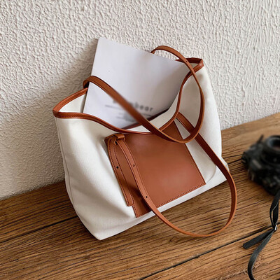 

Tailored Womens Canvas Bag Simple Shopping Tote Casual Zip Crossbody Bag