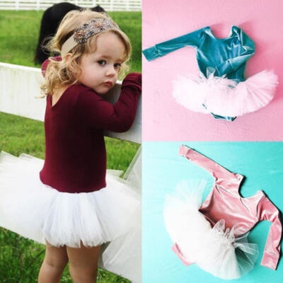 

Winter Warm Newborn Kids Baby Girl Velvet Jumpsuit Tulle Tutu Romper Outfits 0-24M