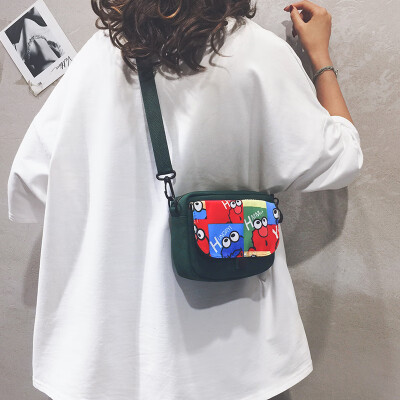 

Canvas small bag female 2019 new ins Japanese Harajuku student shoulder Messenger bag cartoon Sesame Street bag tide