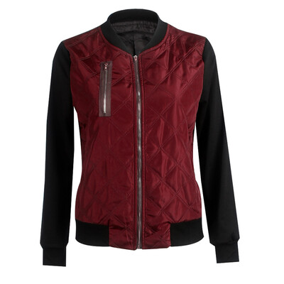 

Autum Women Winter Casual Bomber Basic Zipper Quilted Jacket Coat