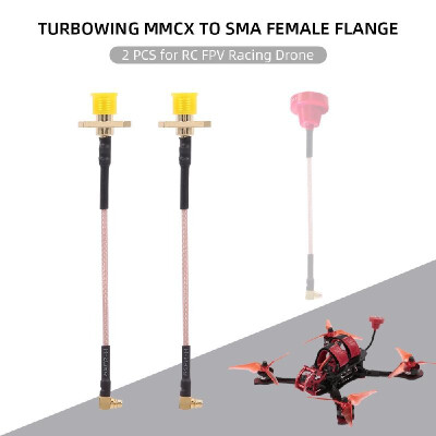 

2pcs Turbowing MMCX to RP-SMA Female Flange FPV Antenna Extension Cord for RC Racing Drone Quadcopter