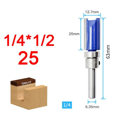 

3PCS 14 inch Shank Flute Flush Trim Pattern Router Bit Set Top Bearing Woodworking Milling Cutter Tool