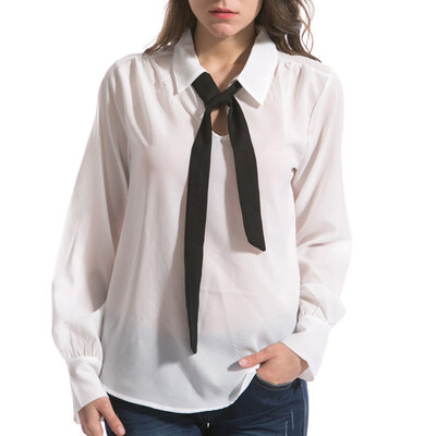

Starmoon Women Fashion Casual -6XL Plus Size Chiffon Blouse Black Belt Blouse