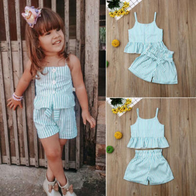 

2pcs Newborn Toddler Infant Baby Girl Clothes T-shirt TopShort Pants Outfit Set