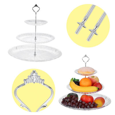 

Greensen 3-Tier Acrylic Cake Tray Fruits Nuts Display Round Decorative Party Desserts Holder