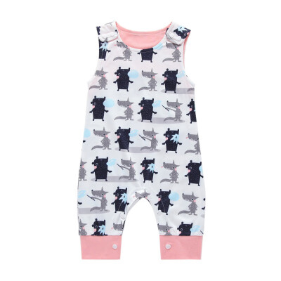 

Infant Baby Rompers Cartoon Printed Sleeveless Rompers Kids Girls Boys Jumpsuit Coverall Newborn Clothes