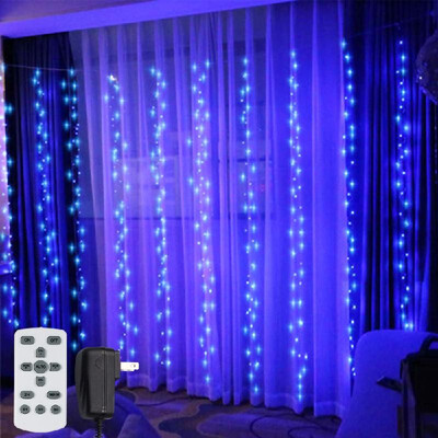 

Window Curtain Lights 300 LED String Lights 8 Lighting Mode Remote Control for Wedding Birthday Party Warm White 300300cm AC110