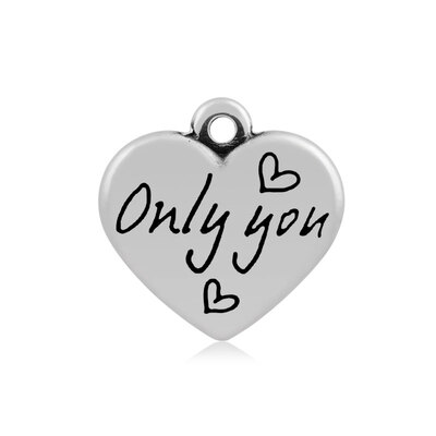 

Heart with Word Only You 316 Stainless Steel Pendants Antique Silver 16x165x4mm Hole 2mm