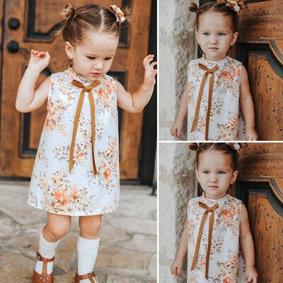 

Toddler Kids Baby Girls Princess Sleeveless Floral Dress Party Clothes Summer