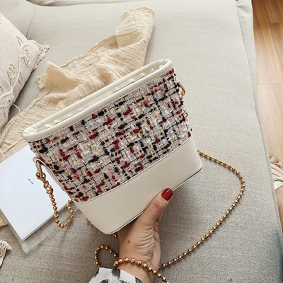 

Tailored Fashion Women Retro Leather Wool Bucket Bag Crossbody Bag Chain Shoulder Bags