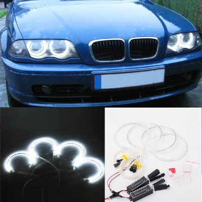 

BMW E46 E36 E38 E39 E46 M3 3 5 7 Series Xenon White Headlight 6000K SMD LED CCFL Angel Eyes Halo Rings Kit