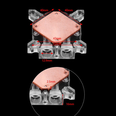 

Greensen Computer GPU Water Cooler Cooling Block Waterblock Red Copper Base POM Cover gpu water block water block