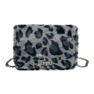 

Women Leopard Shoulder Messenger Bags Plush Chain Satchel Crossbody Bag