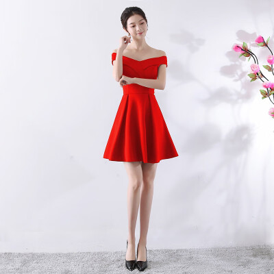 

Sexy Boat Neck Evening Dress Simple Off The Shoulder Short Sleeve Short Party Evening Dress