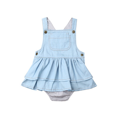 

Toddler Kids Baby Girl Denim Romper Jumpsuits Bodysuit Outfits Clothes