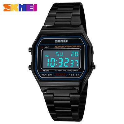 

SKMEI 1123 Sports Watch Male Waterproof Countdown Digital LED Watches Fashionable Stainless Steel Business Wristwatches