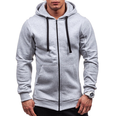 

Men\ Outwear Winter Solid Color Zipper Hoodie