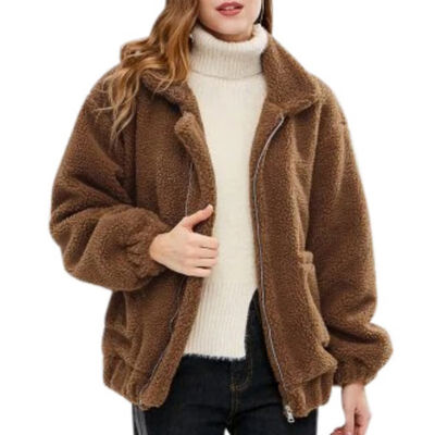 

Women Warm Zipper Outwear Fashion Fluffy Shaggy Cardigan New Winter Coat Jacket