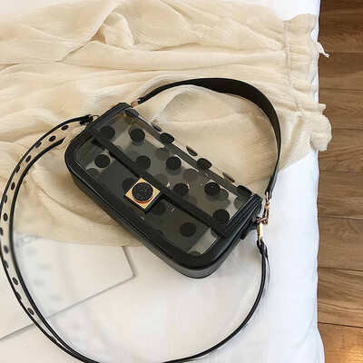 

Tailored Womens Fashion Transparent Diagonal Shoulder Bag Wave Point Handbag