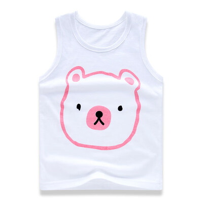 

Summer Baby Girls Boys Sleeveless Cartoon Print Vest Kids Cotton Tops Tees Casual Blouse