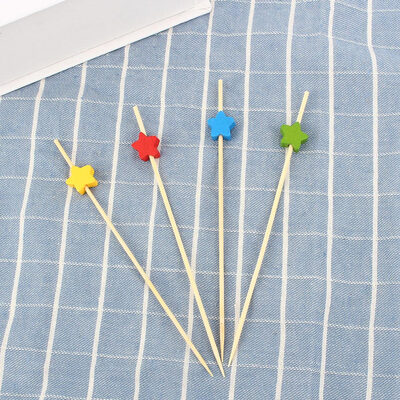 

Greensen 100Pcs 12cm Disposable Bamboo Toothpicks Cocktail Sticks Party Supplies with Multicolor Star