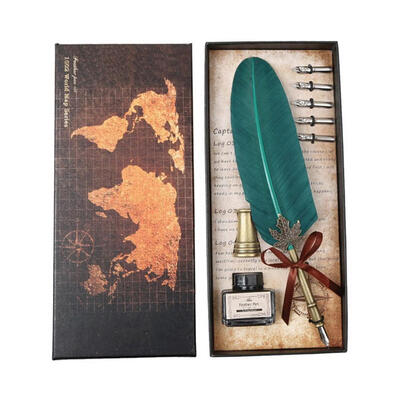 

Retro Feather Dip Pen Writing Ink Set Fountain Pens Alloy Pen Insert Gifts