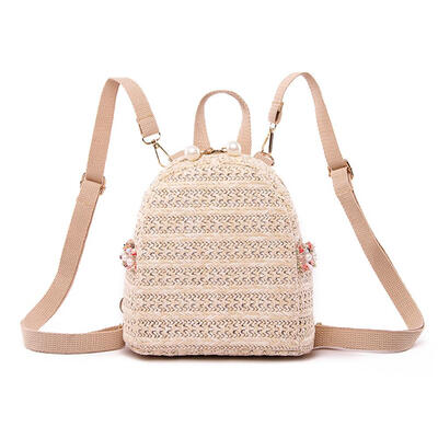 

Fashion Straw Pearl Backpack Women Girls Travel Casual Shoulder Schoolbags