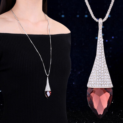 

Long wild personality crystal pendant necklace