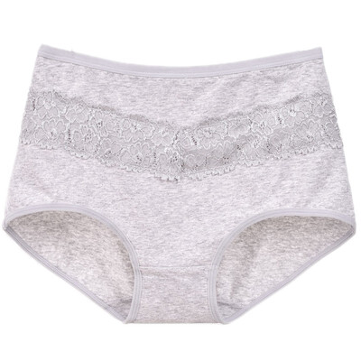 

No trace lace panties pure cotton large plate middle waist abdomen lady briefs breathable elegant hips