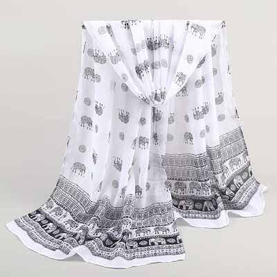 

2018 spring&summer new printed chiffon scarves wholesale exotic ethnic wind elephant womens small scarf