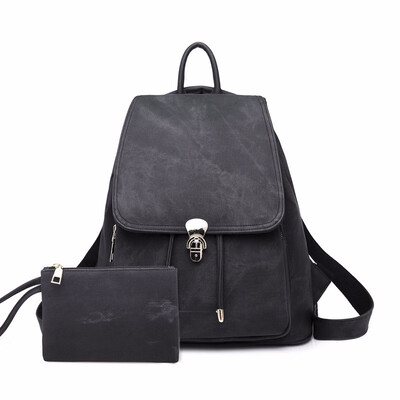 

2pcs Set Backpack for School Bags Teenager Girls Multifunctional Shoulder Bag Women Travel Backpacks Drawstring Ladies Bagpack