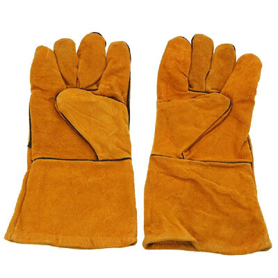 

1Pair Leather Long Gloves for Welding Safety Welding Labor GlovesOrange